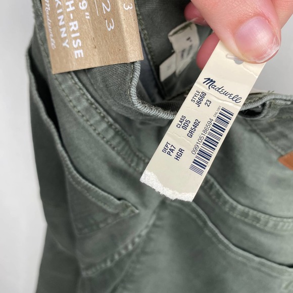 NWT Madewell Women's Size 23 Green 9'' High Rise Skinny Button Closure Jeans - Picture 15 of 15